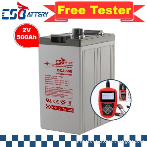 CSBattery 2V500Ah rechargeable AGM Battery for Telecommunication/Emergency-Lighting/Solar-System/Solar-Bts